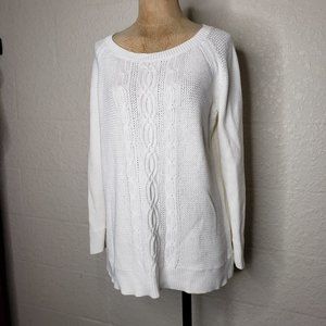 Liz Claiborne White Cream Fisherman Sweater 1X